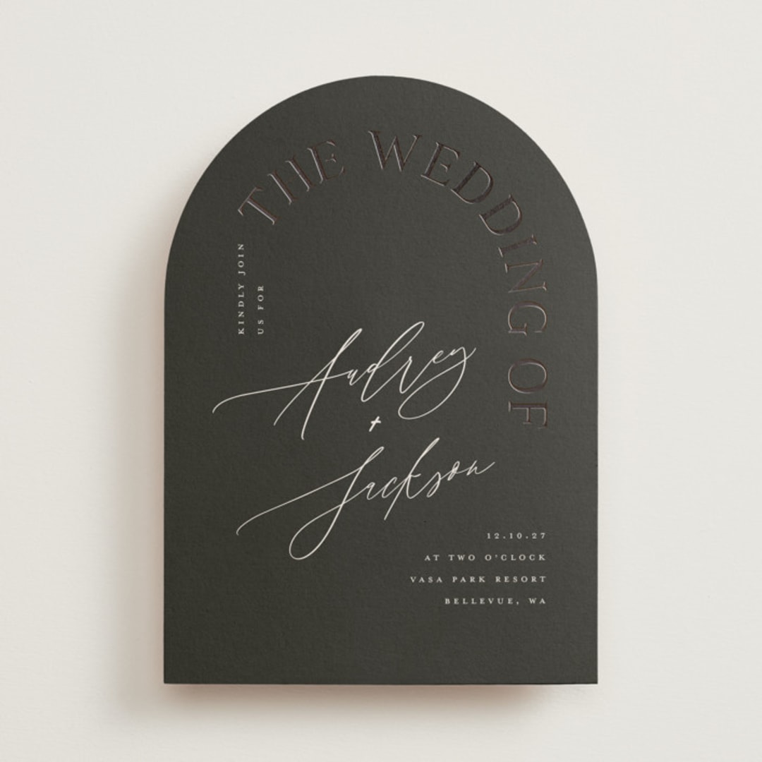 "The Arc" - Wedding Invitations in Truffle by Vera Lim - Front