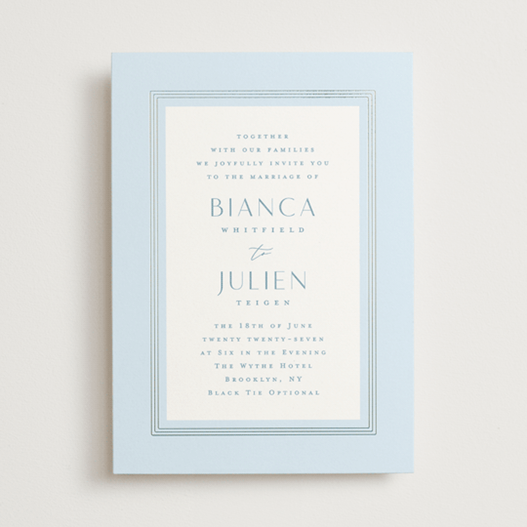 "Soleil" - Wedding Invitations in Sky by Kristie Kern - Front