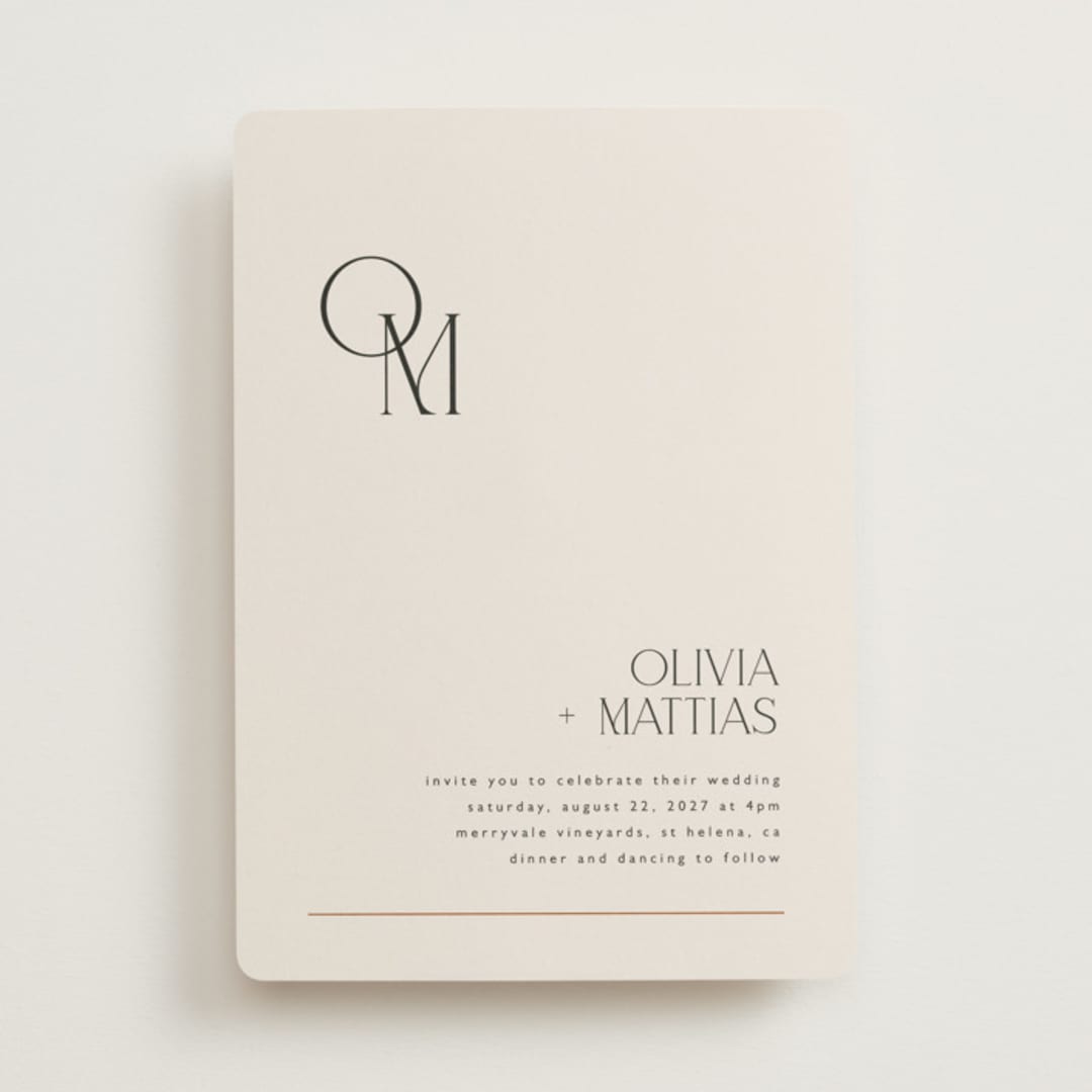 "Modern Corner" - Wedding Invitations in Linen by Kelly Schmidt - Front