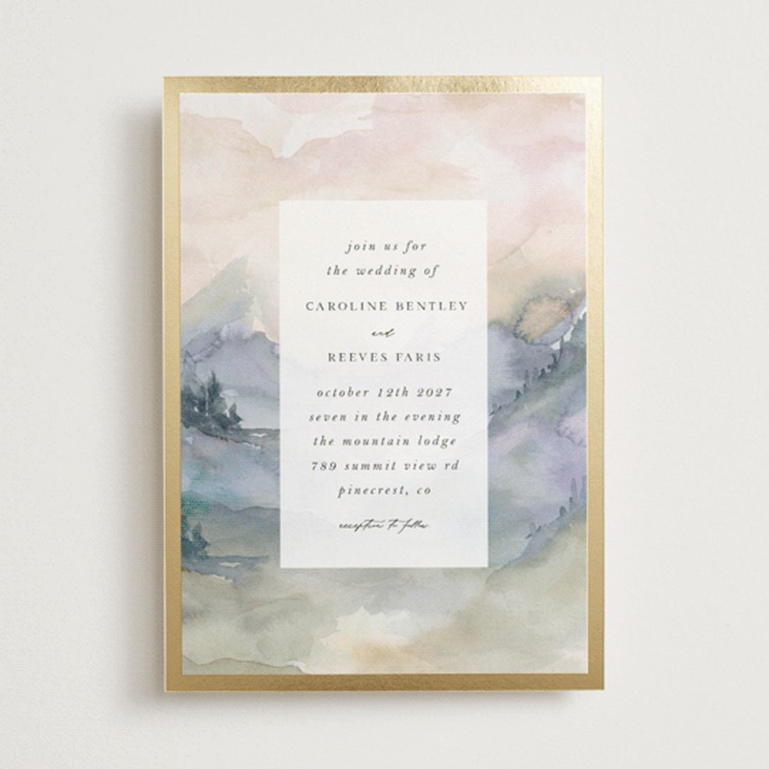 "Mountain" - Wedding Invitations in Latte by Lori Wemple - Front