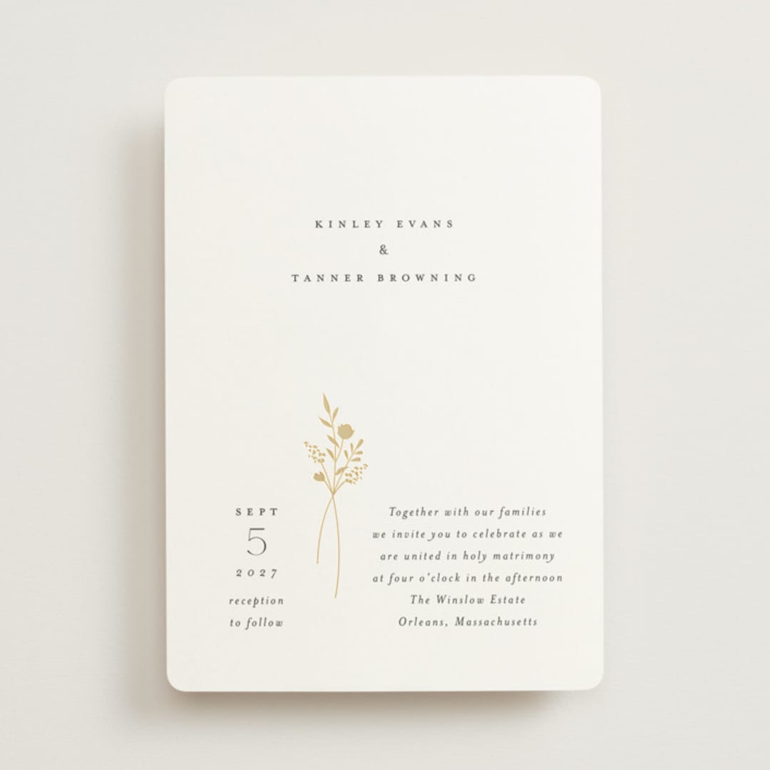 "Wildflower" - Wedding Invitations in Cotton by Jennifer Postorino - Front