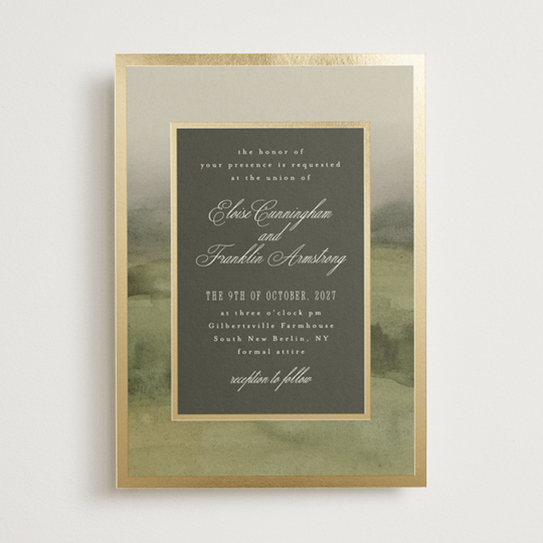"Hillside" - Wedding Invitations in Graphite by Everett Paper Goods - Front