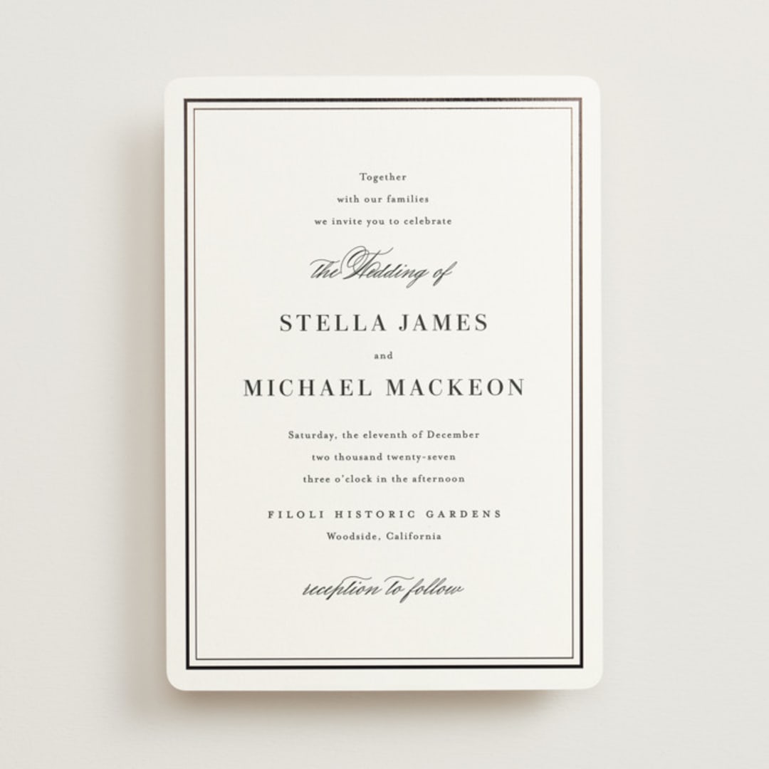 "Polished" - Wedding Invitations in Cotton by Jennifer Postorino - Front