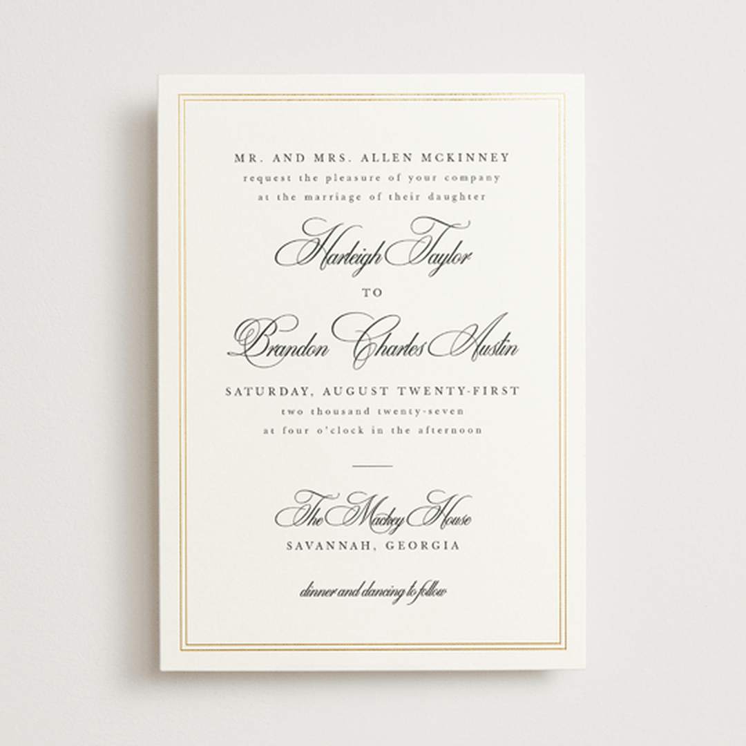 "Traditionalist" - Wedding Invitations in Snow by Sarah Brown - Front
