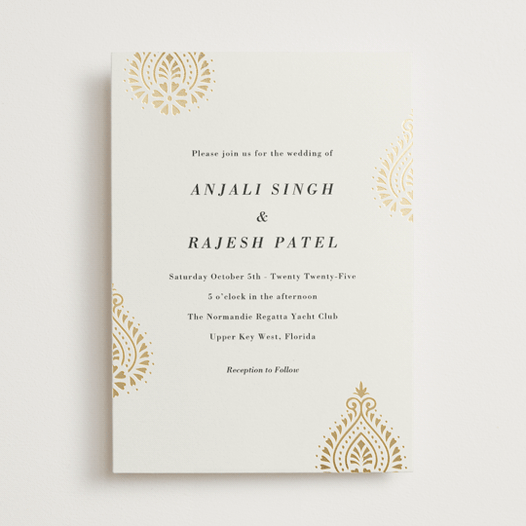 "Henna Stamp" - Wedding Invitations in Champagne by Oma N. Ramkhelawan - Front