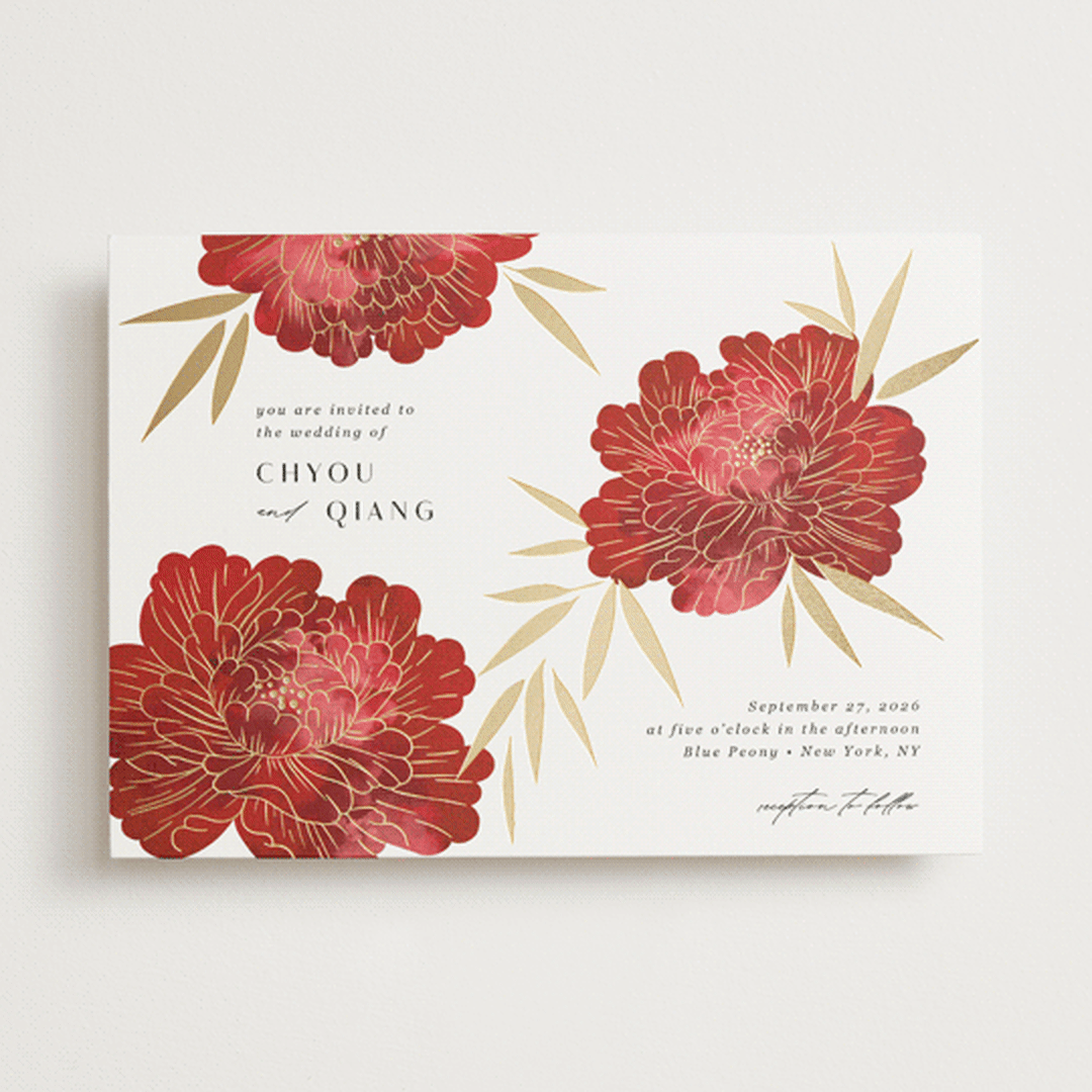 Peonies & bamboo leaves