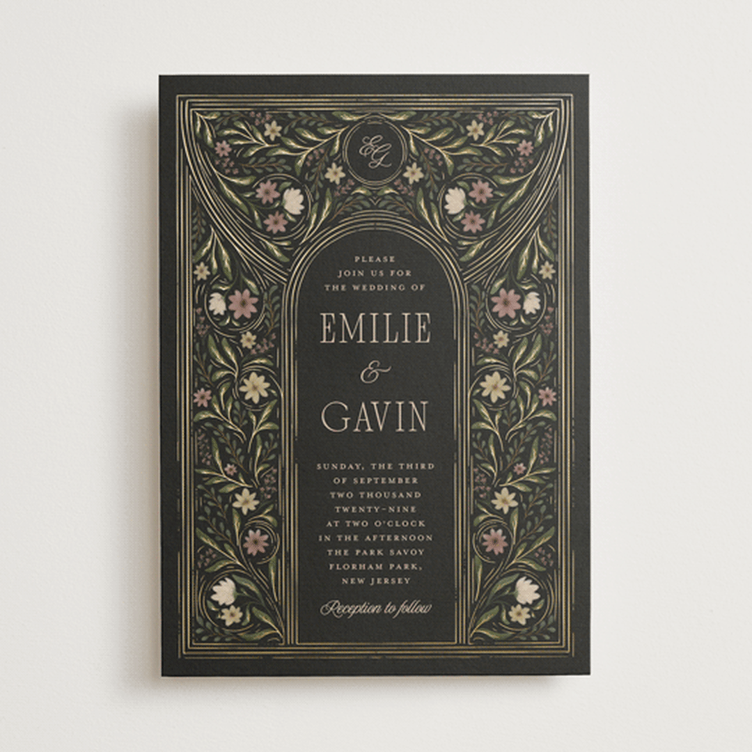 "Emilie" - Wedding Invitations in Noir by Randi Cirelli - Front