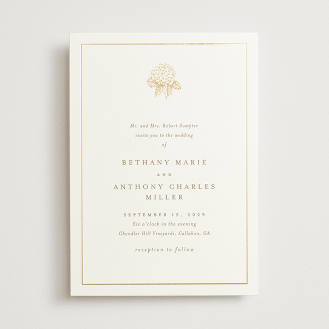 "Hydrangea bloom" - Wedding Invitations in Cotton by Stacey Meacham - Front
