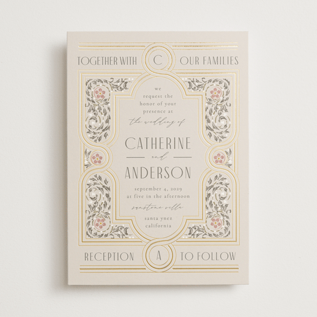 "Tiled Romance" - Wedding Invitations in Blush by Ana de Sousa - Front