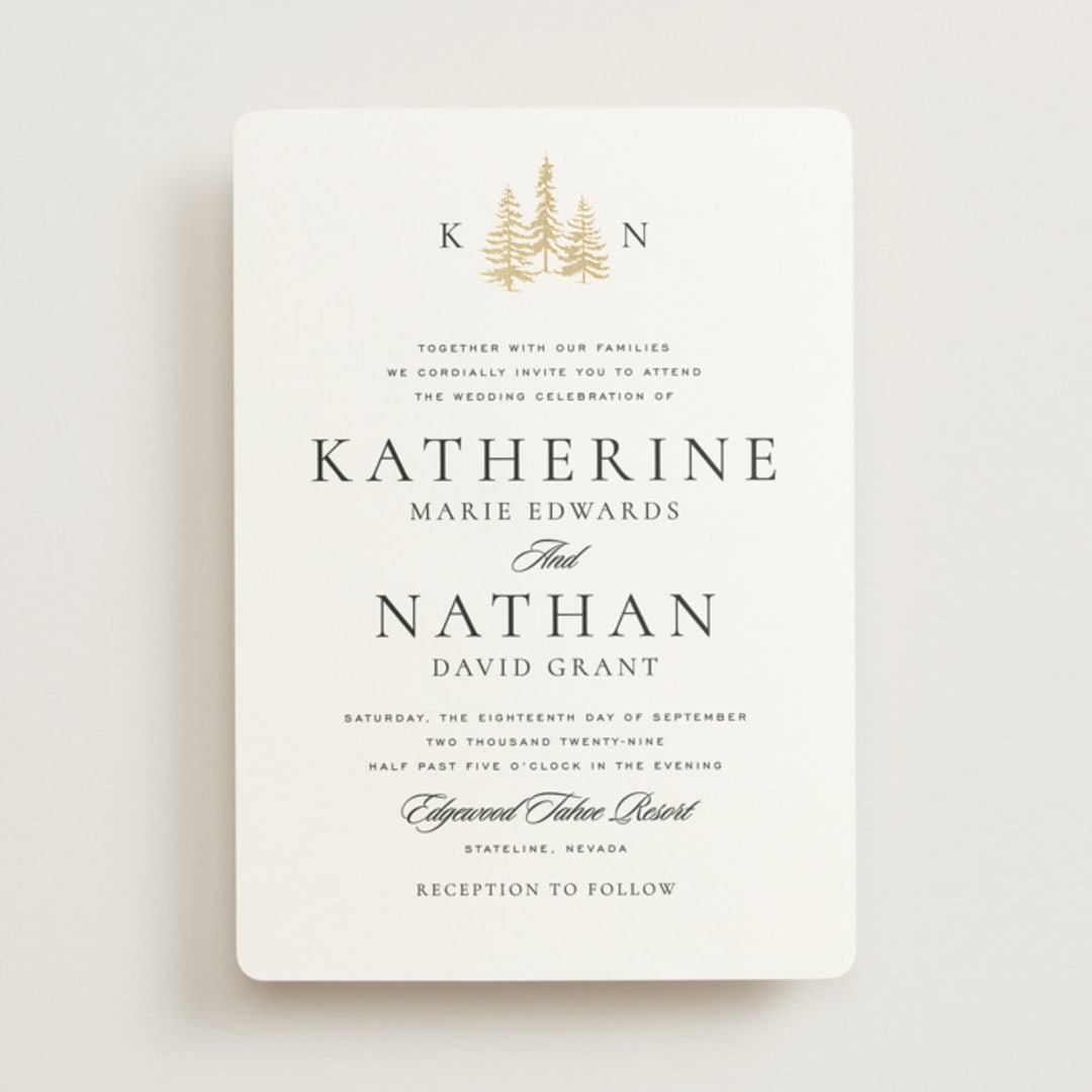 "Gilded Forest" - Wedding Invitations in Snow by Stacy Maalouf - Front