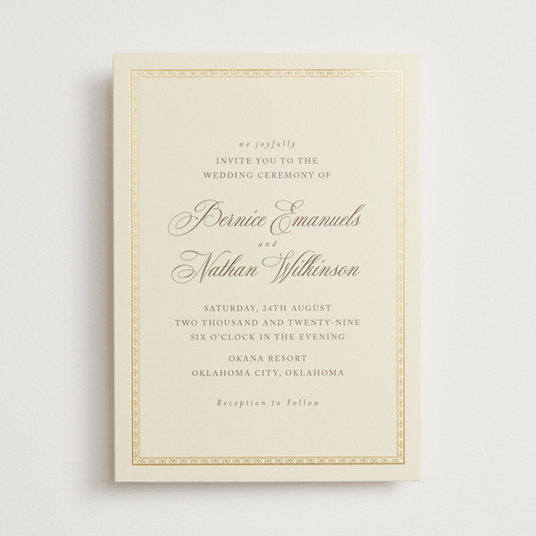 "Ahlum" - Wedding Invitations in Champagne by Deynaaz Daraei - Front