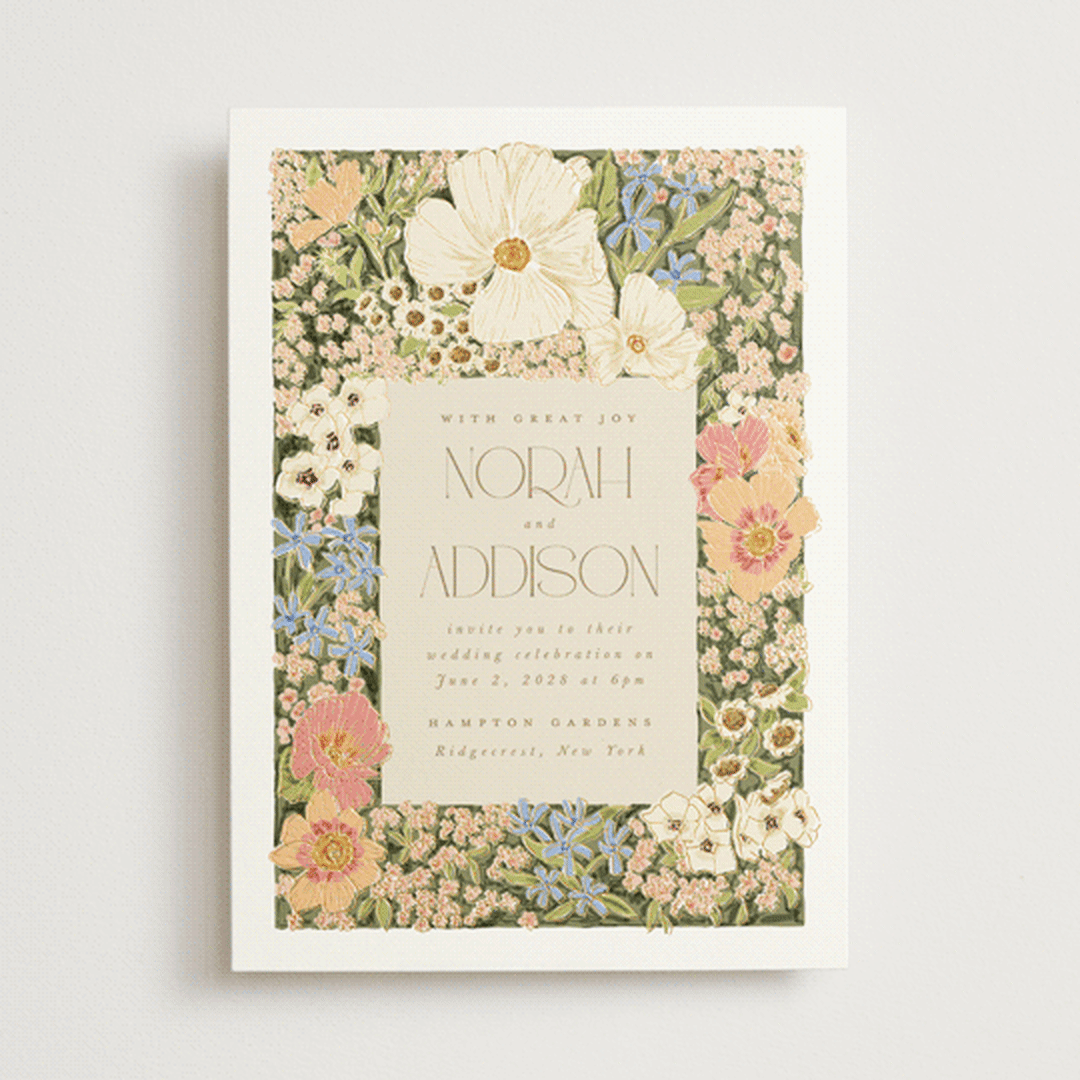 "In The Garden" - Wedding Invitations in Sherbert by Leah Bisch - Front