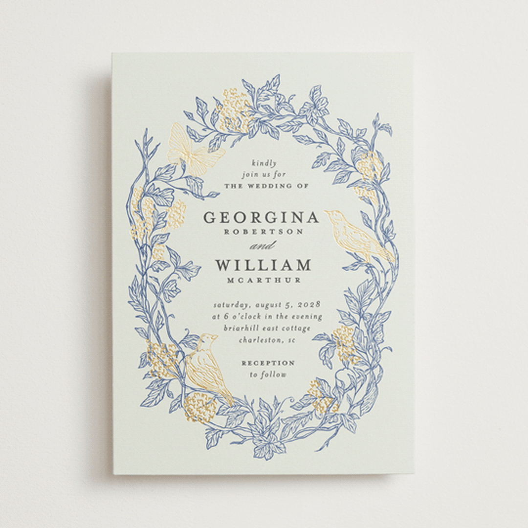 "meet me in the garden" - Wedding Invitations in Cornflower by Grae - Front