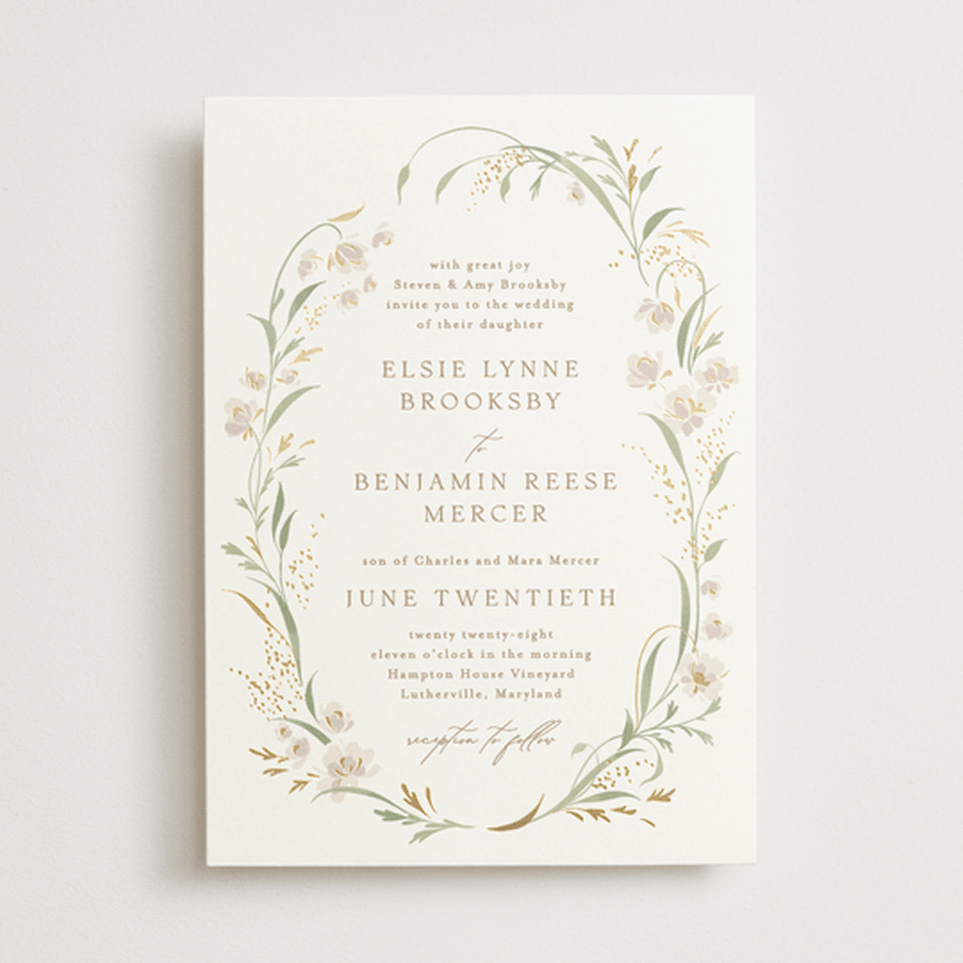 "Meadow" - Wedding Invitations in Spring Mist by Erin L. Wilson - Front