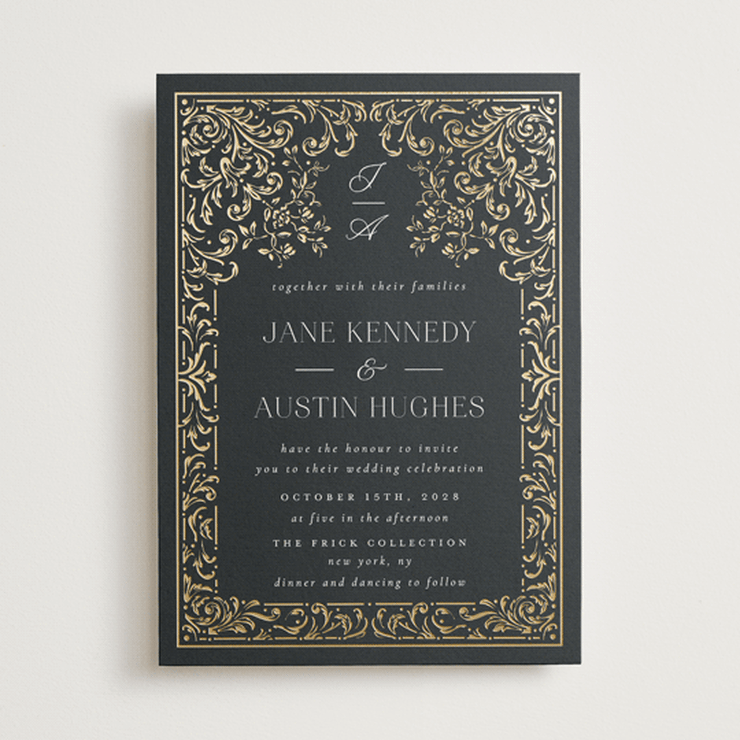 "Regency Grace" - Wedding Invitations in Onyx by Ana de Sousa - Front