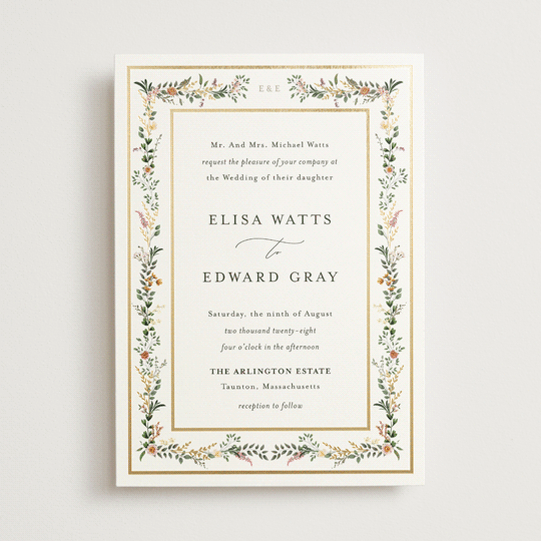 "Blooming Vine" - Wedding Invitations in Blush by Susan Moyal - Front