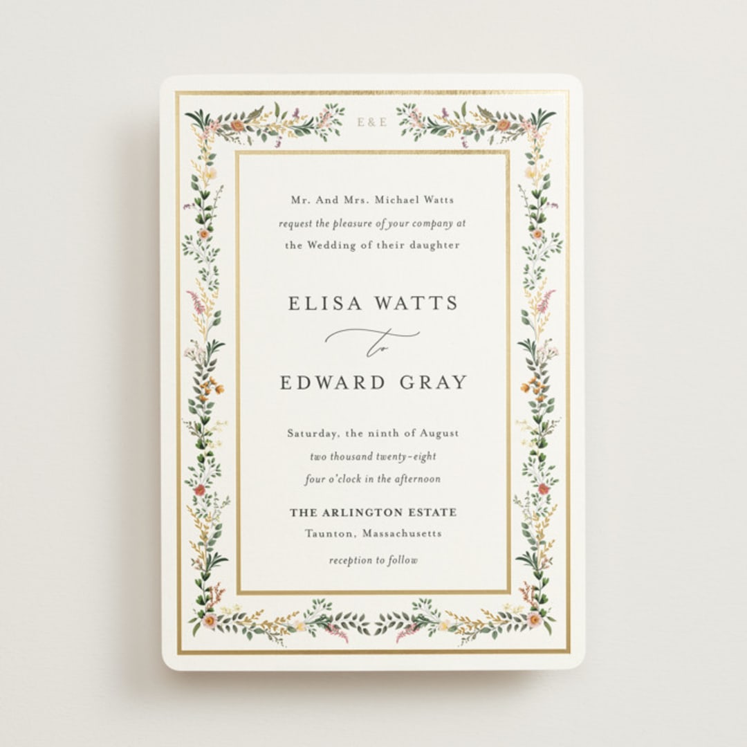 "Blooming Vine" - Wedding Invitations in Blush by Susan Moyal - Front