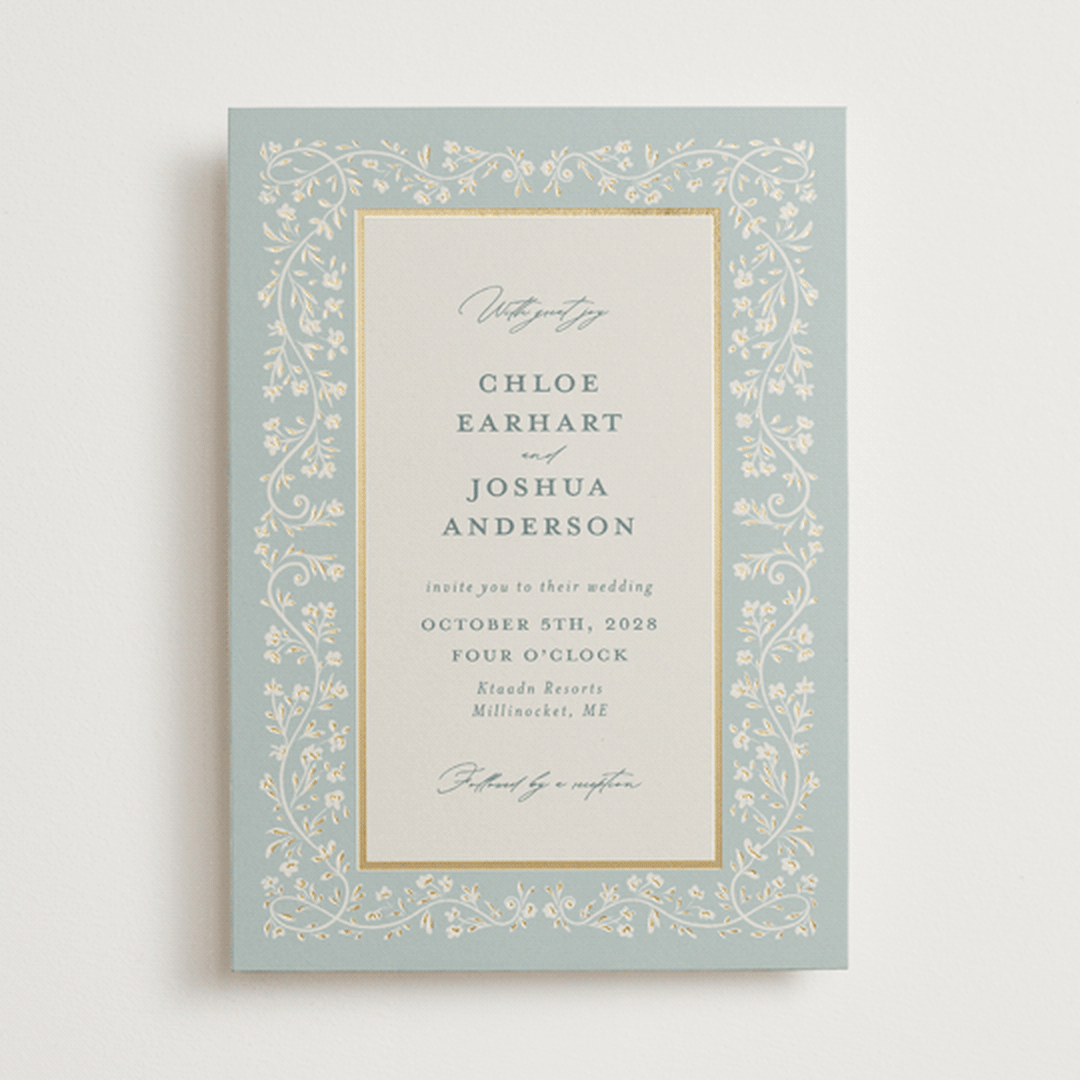 "Floral Romance" - Wedding Invitations in Something Blue by Gwen Bedat - Front