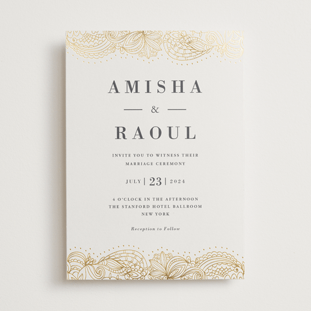 "Elegant Henna" - Wedding Invitations in Champagne by Oma N. Ramkhelawan - Front