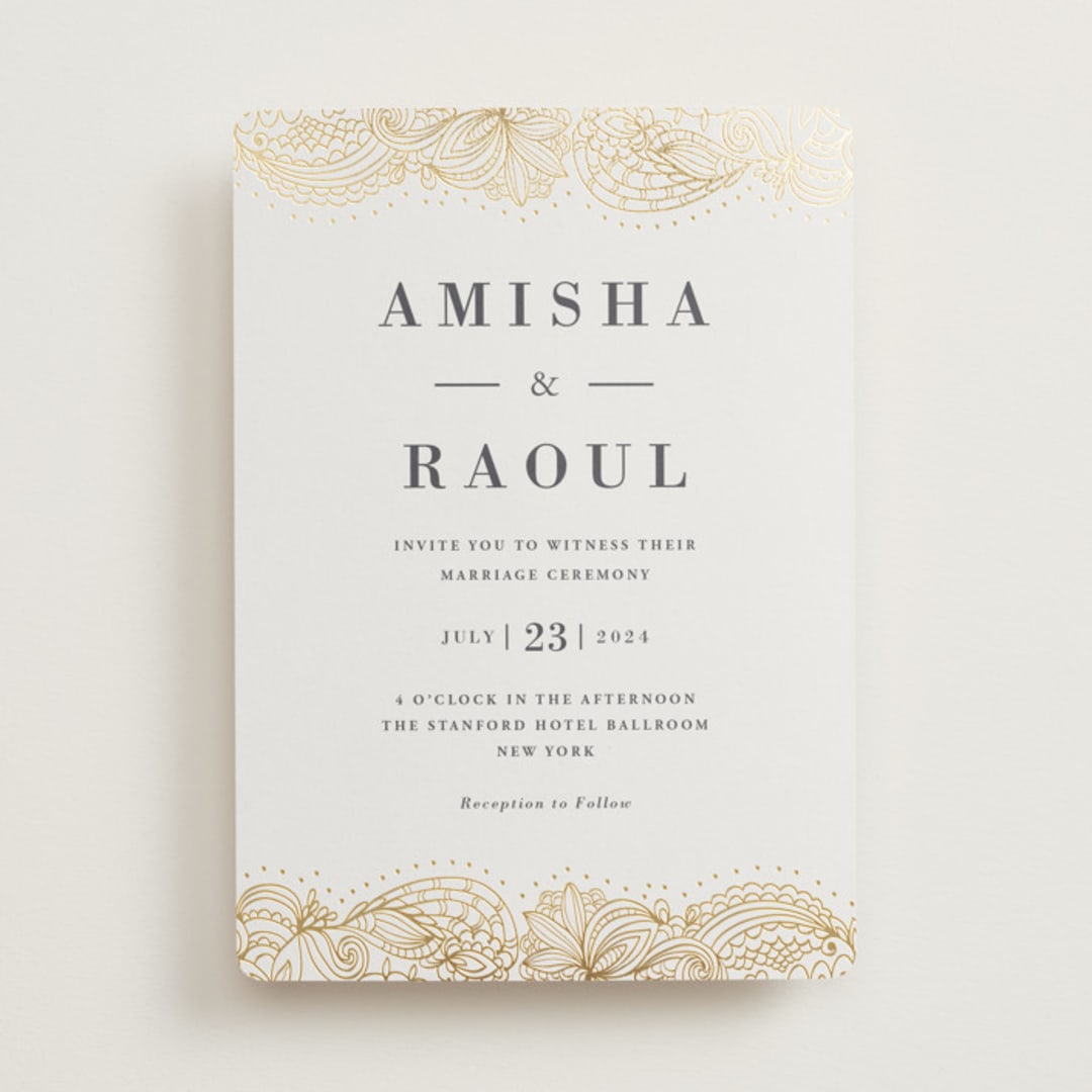 "Elegant Henna" - Wedding Invitations in Champagne by Oma N. Ramkhelawan - Front