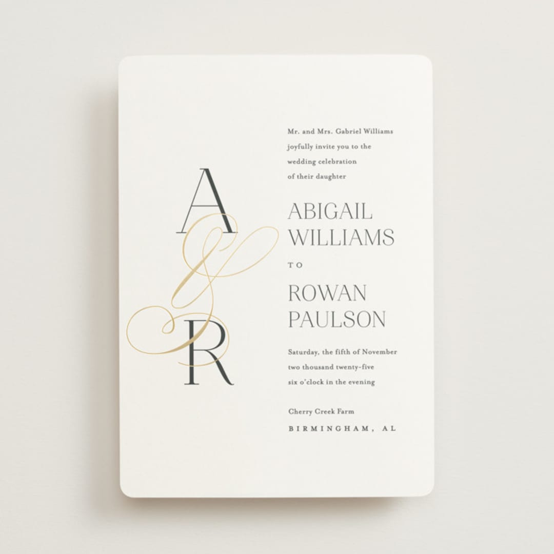 "Initialed" - Wedding Invitations in Chantilly by Jessica Williams - Front