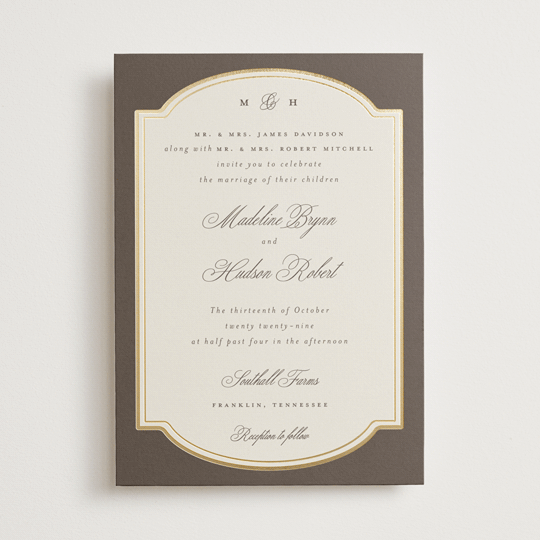 "Arch Frame" - Wedding Invitations in Cognac by Emily Betts - Front