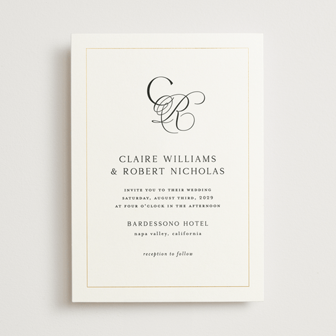 "Monogram Script" - Wedding Invitations in Silk by Kelly Schmidt - Front