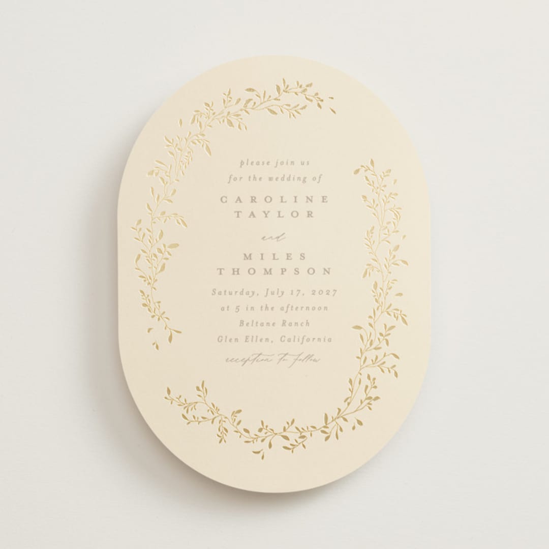 "Leafy Garland" - Wedding Invitations in Sand by Creo Study - Front