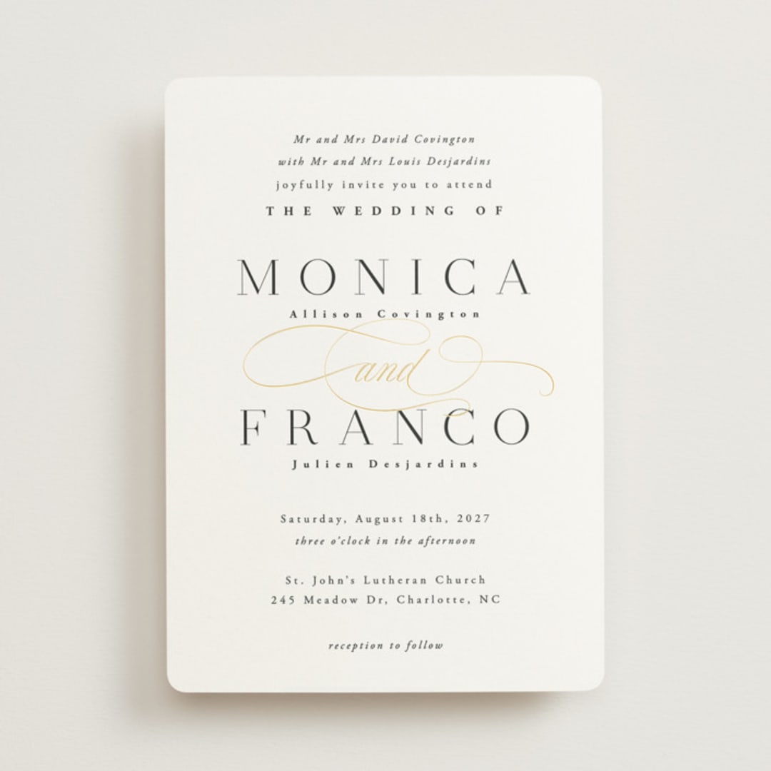 "And Centered" - Wedding Invitations in Cloud by Hooray Creative - Front