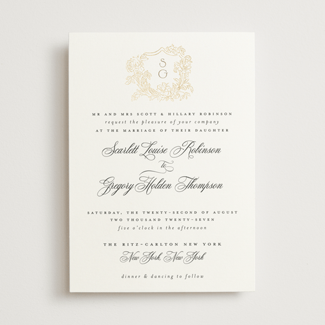 "Rococo" - Wedding Invitations in Pearl by Jenna Holcomb - Front