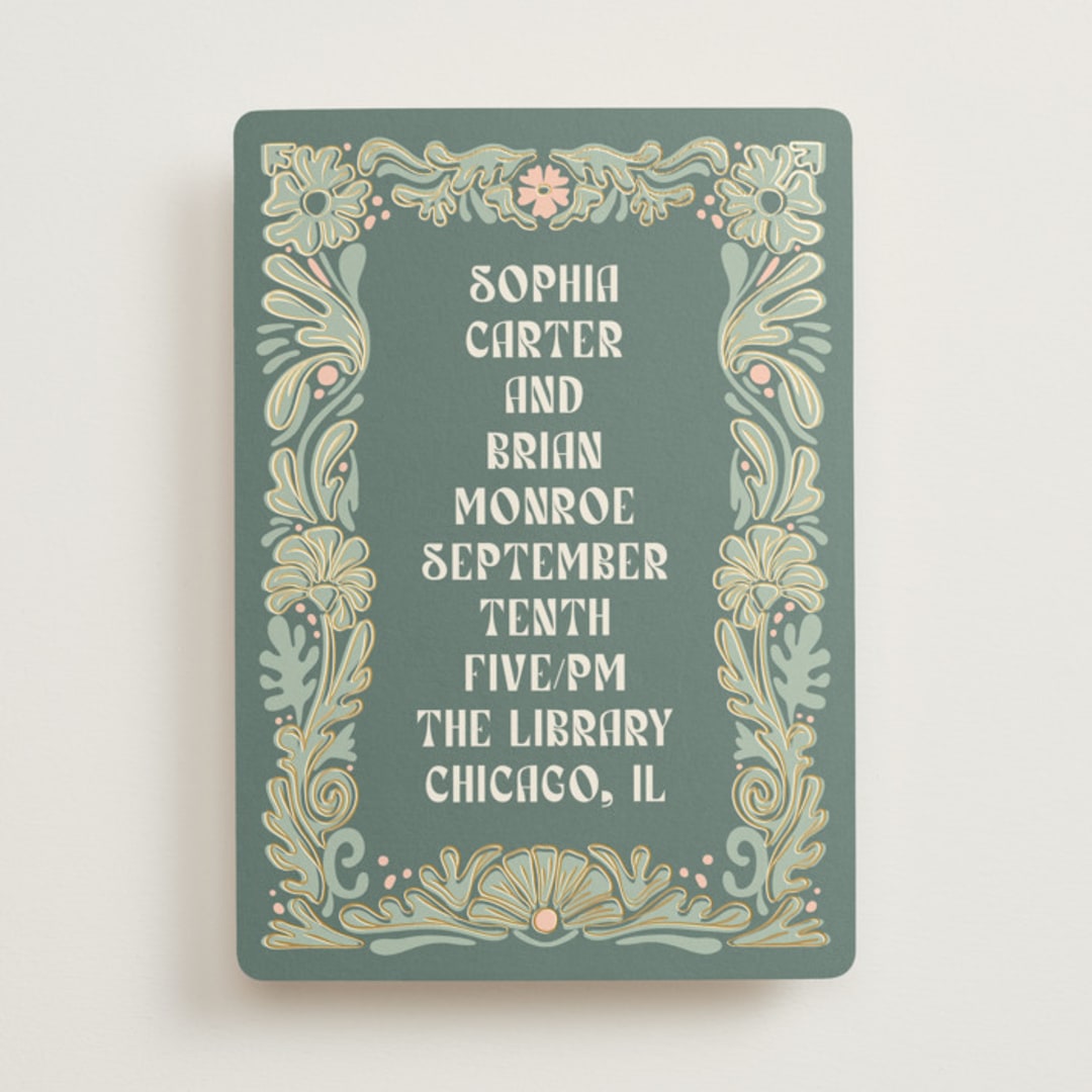 "Nouveau Frame" - Wedding Invitations in Sage by GeekInk Design - Front