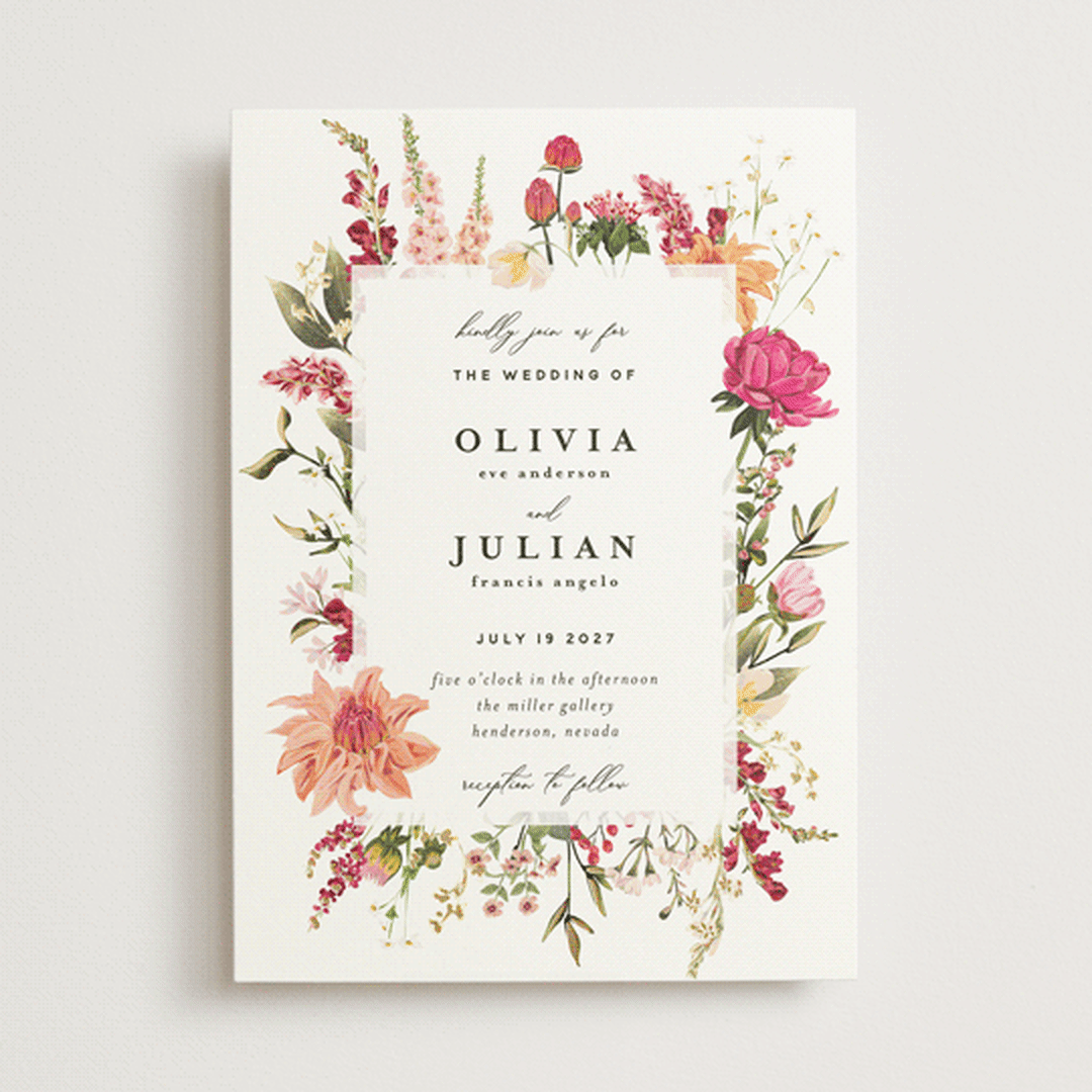 "Lush" - Wedding Invitations in Magenta by Susan Moyal - Front