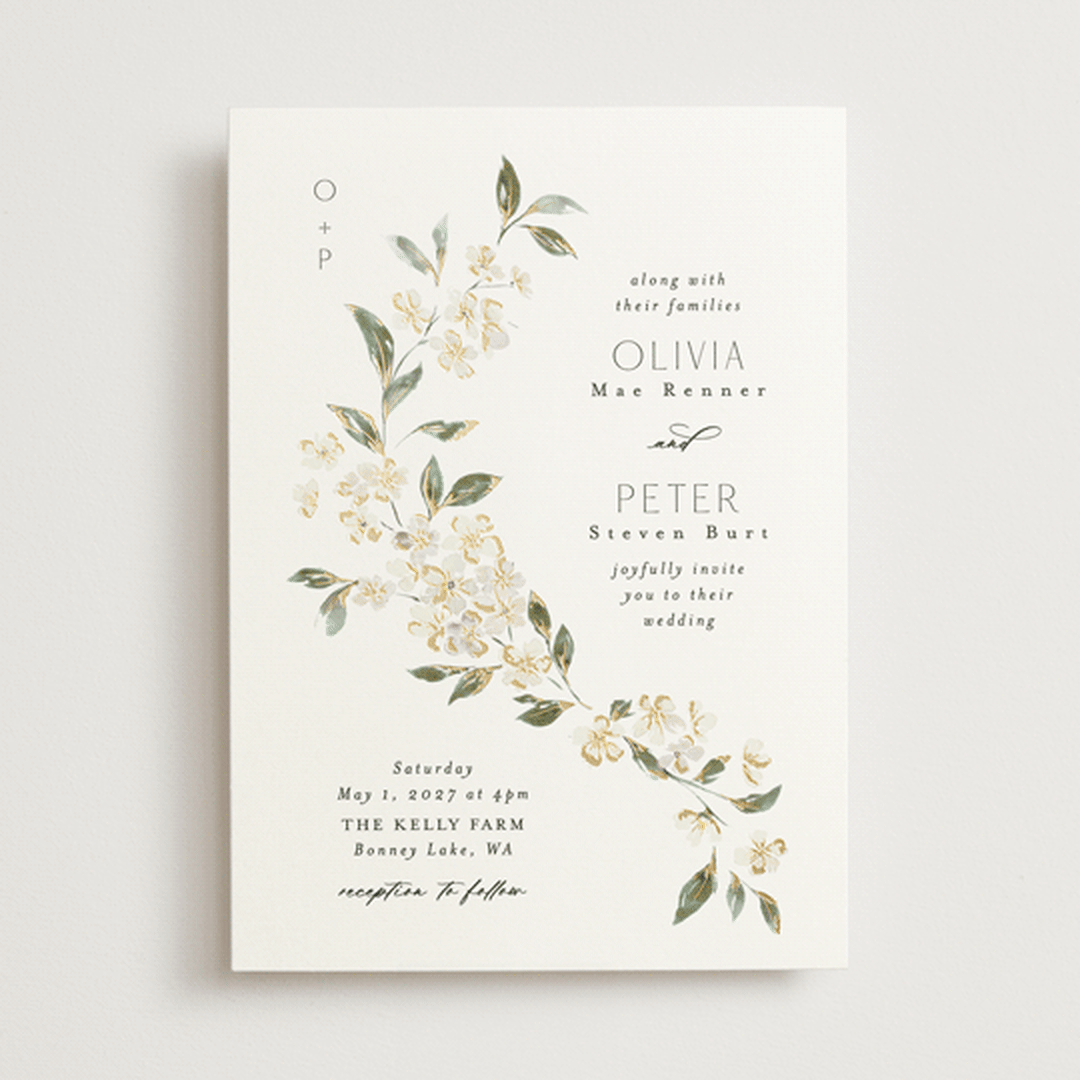 "Sweeping Vine" - Wedding Invitations in Porcelain by Itsy Belle Studio - Front