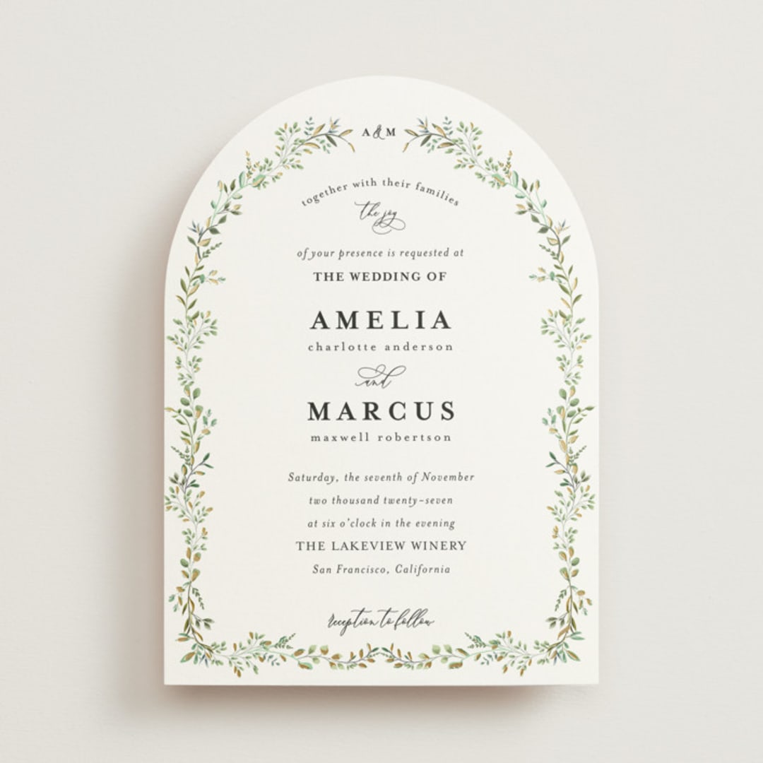 "Monogramed Arch" - Wedding Invitations in Mojito by Susan Moyal - Front