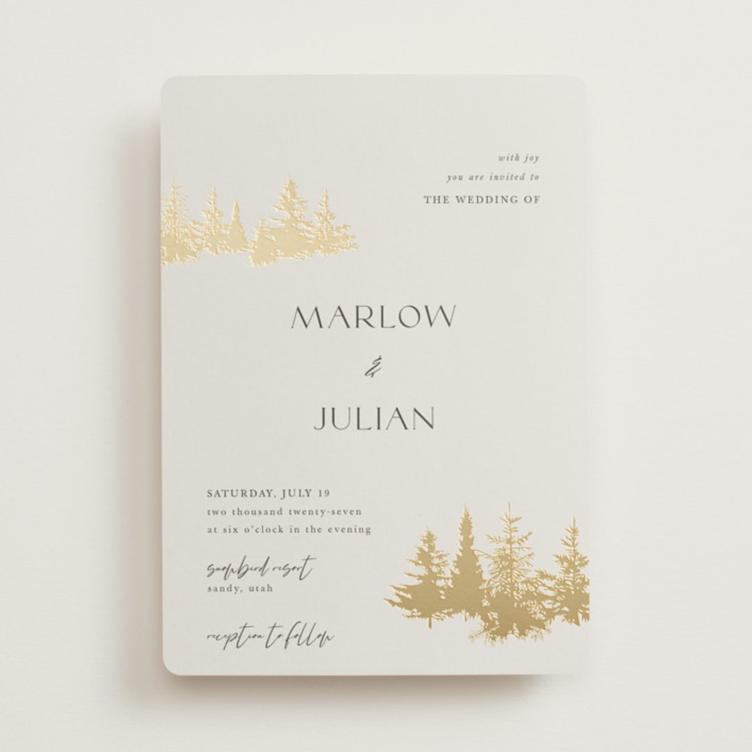 "Vista" - Wedding Invitations in Fallen Snow by Robin Ott - Front