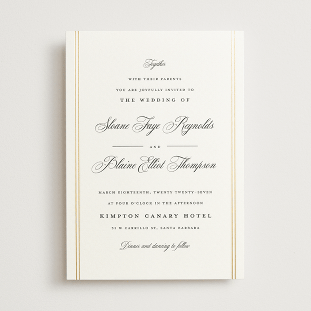 "Scripted Striped" - Wedding Invitations in Silk by Carolyn MacLaren - Front