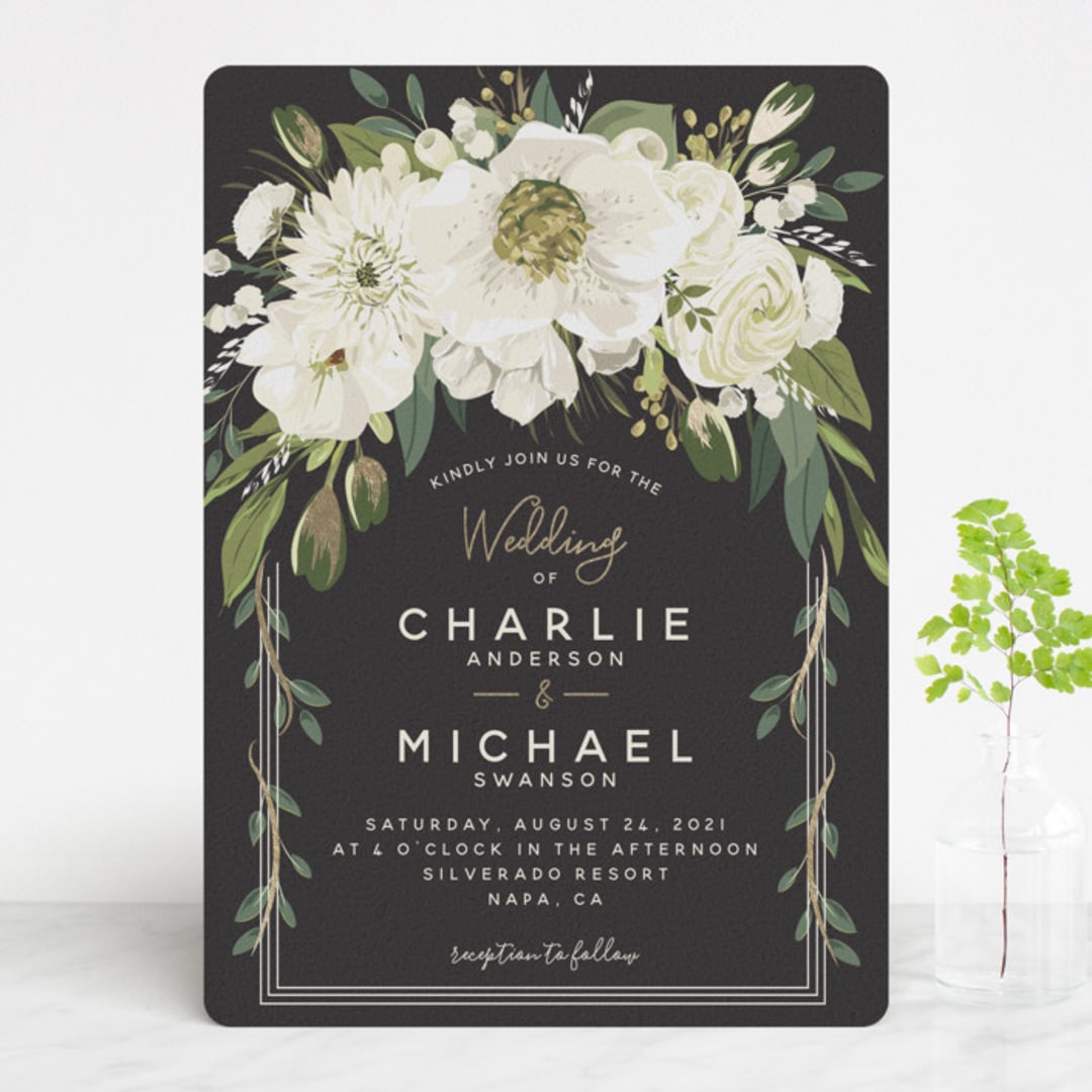"Garden Blooms" - Wedding Invitations in Ivory by Susan Moyal - Front