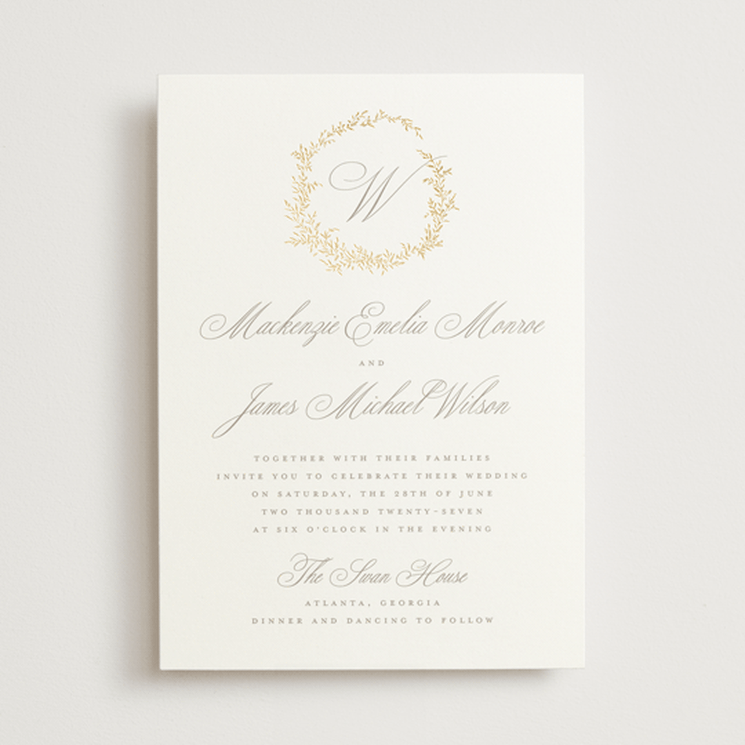 "Romantic Wreath" - Wedding Invitations in Chantilly by Wildfield Paper Co - Front