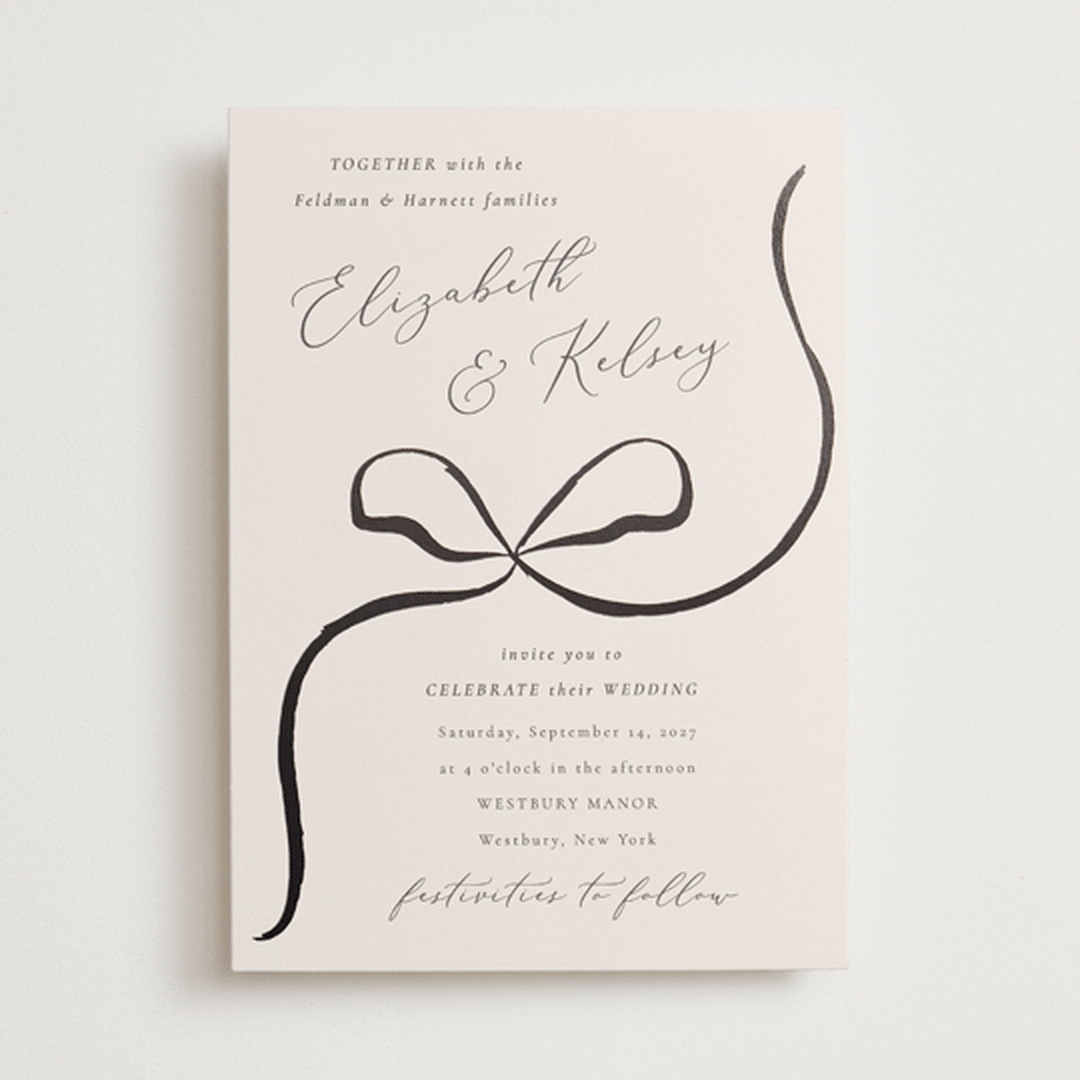 "Bow" - Wedding Invitations in Tuxedo by Corinne Malesic - Front