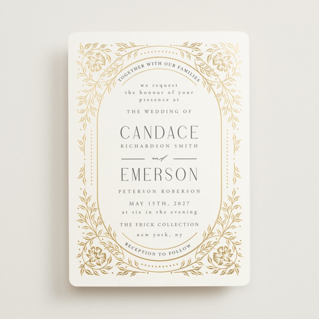 "Gilded nouveau frame" - Wedding Invitations in Ivory by Ana de Sousa - Front