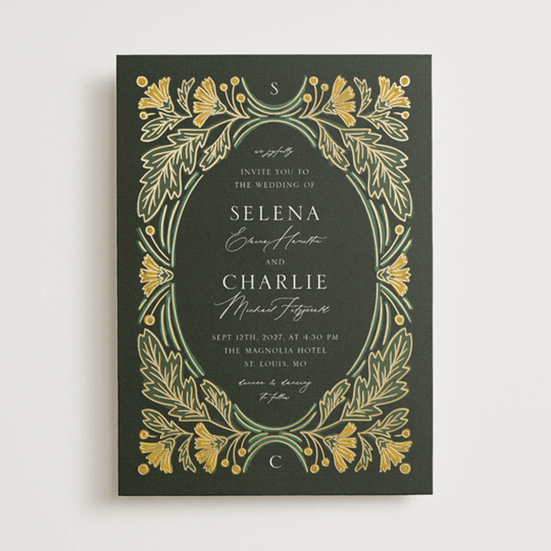 "Embellished" - Wedding Invitations in Buttercup by Jen Owens - Front