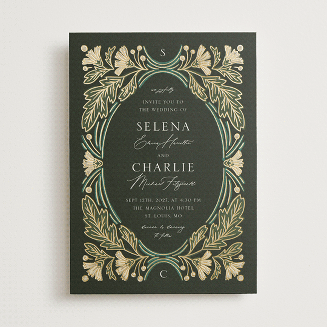 "Embellished" - Wedding Invitations in Lily by Jen Owens - Front