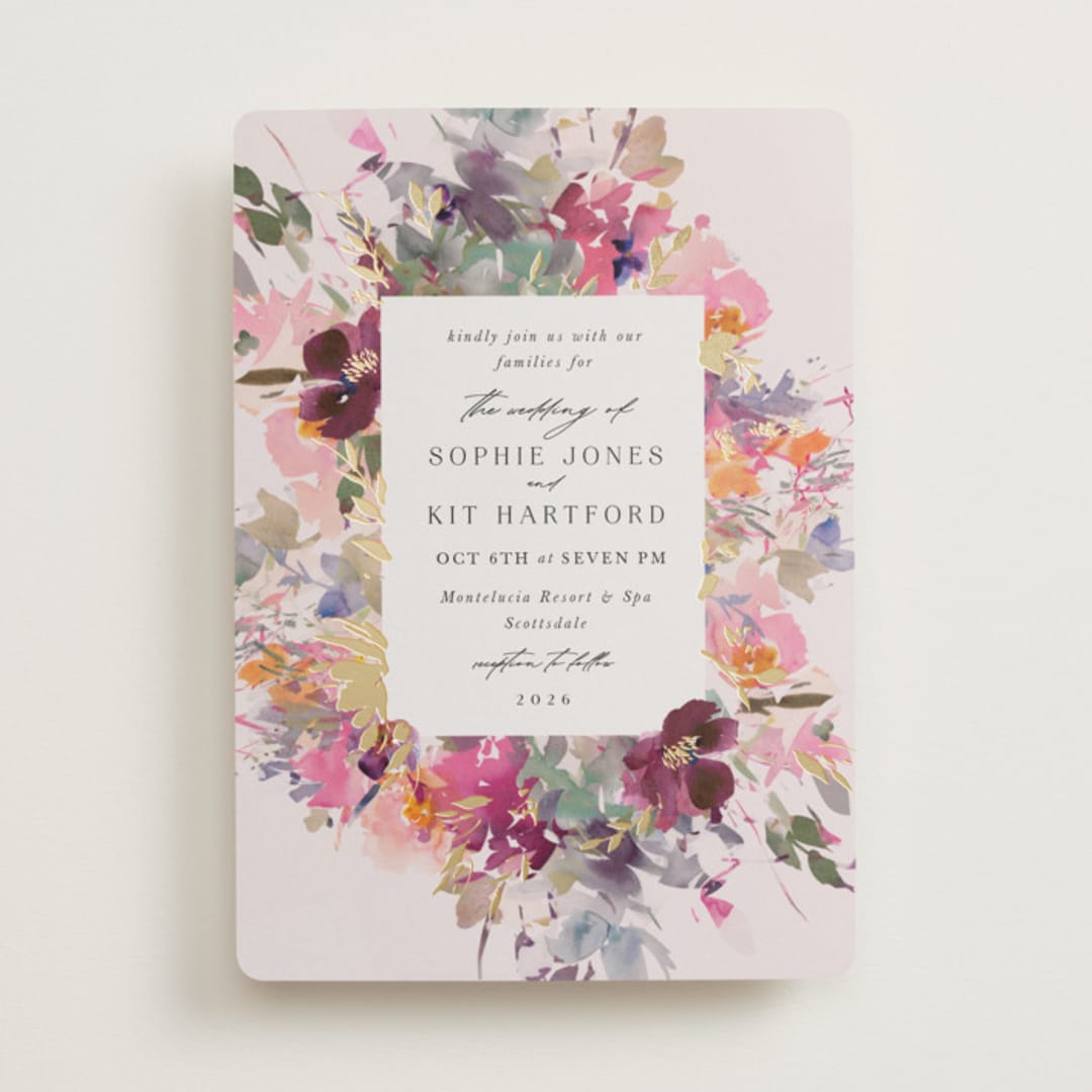 "Fleur" - Wedding Invitations in Blush by Lori Wemple - Front