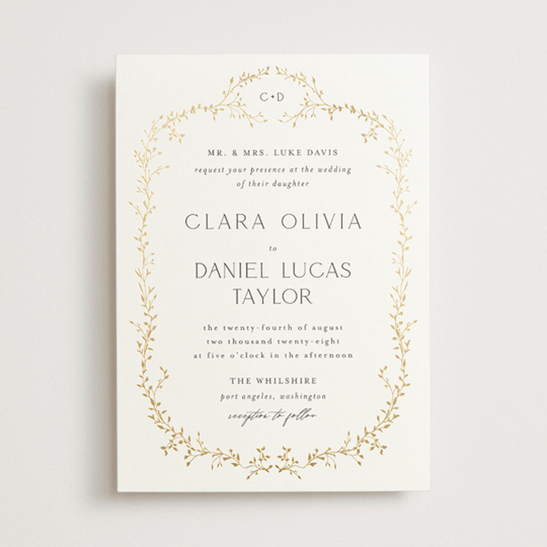 "Delicate Vine" - Wedding Invitations in Alabaster by Susan Moyal - Front