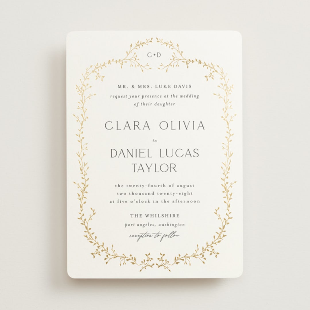 "Delicate Vine" - Wedding Invitations in Alabaster by Susan Moyal - Front