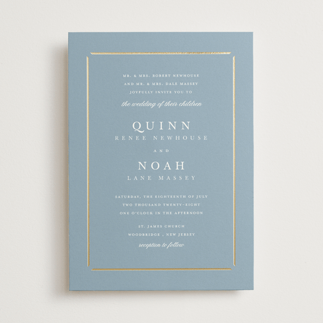 "Elegant bevel" - Wedding Invitations in Dusty Blue by Stacey Meacham - Front