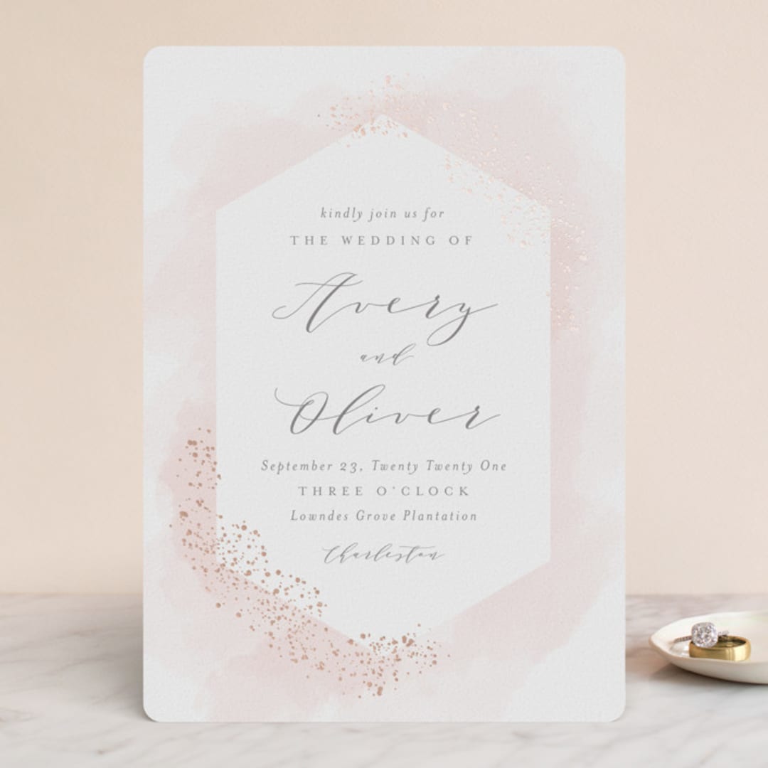 "Sparkling Champagne" - Wedding Invitations in Blush by Kristie Kern - Front