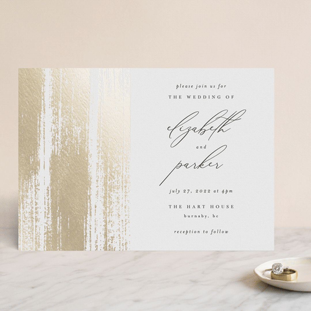 "Brushed Accent" - Wedding Invitations in Classic White by Kelly Schmidt - Front