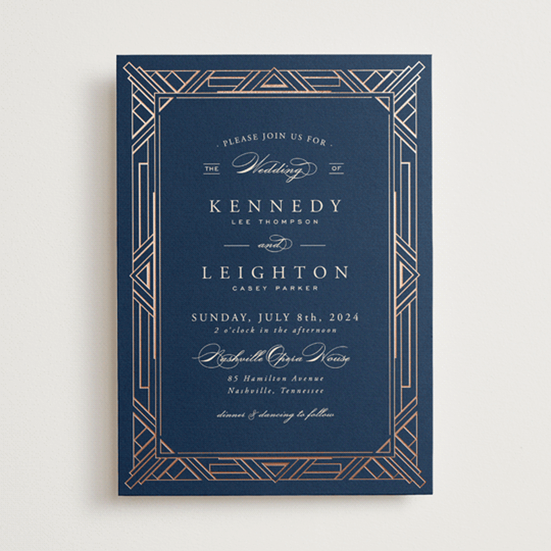 "Opulent Border" - Wedding Invitations in Dark Navy by Hooray Creative - Front