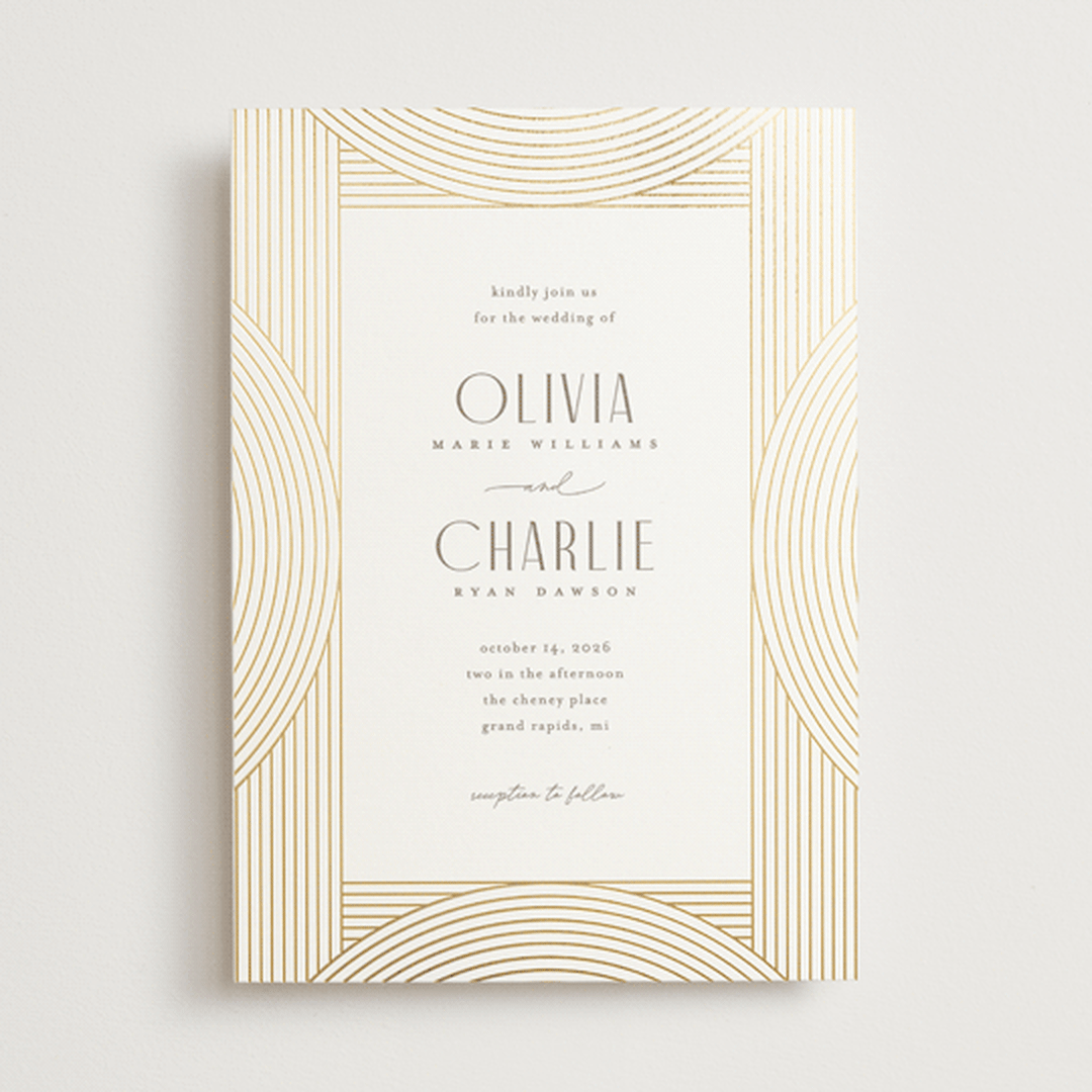 "Moderne" - Wedding Invitations in Alabaster by Pixel and Hank - Front